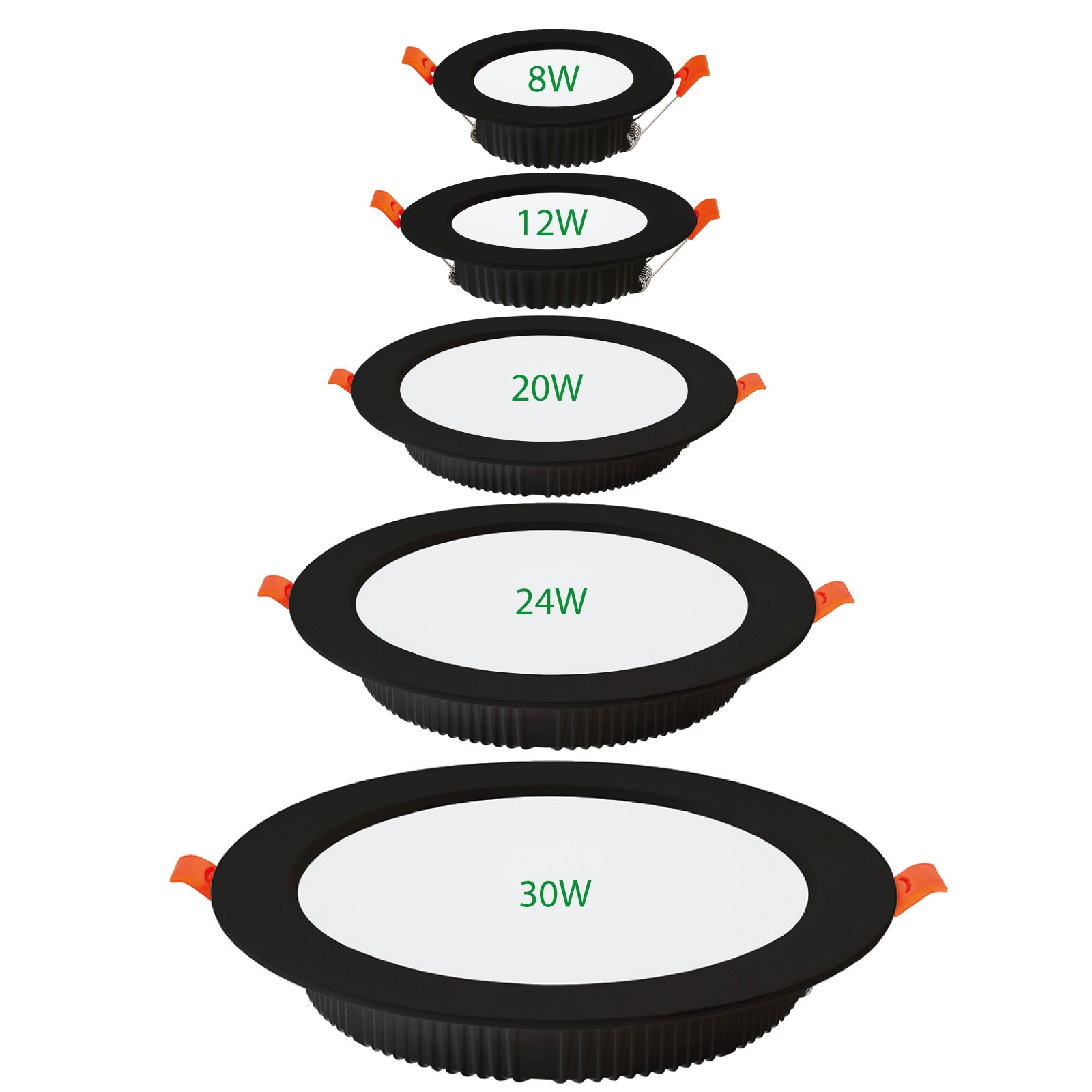 LED Downlight in Schwarz Einbaupanel 8W 12W 30W